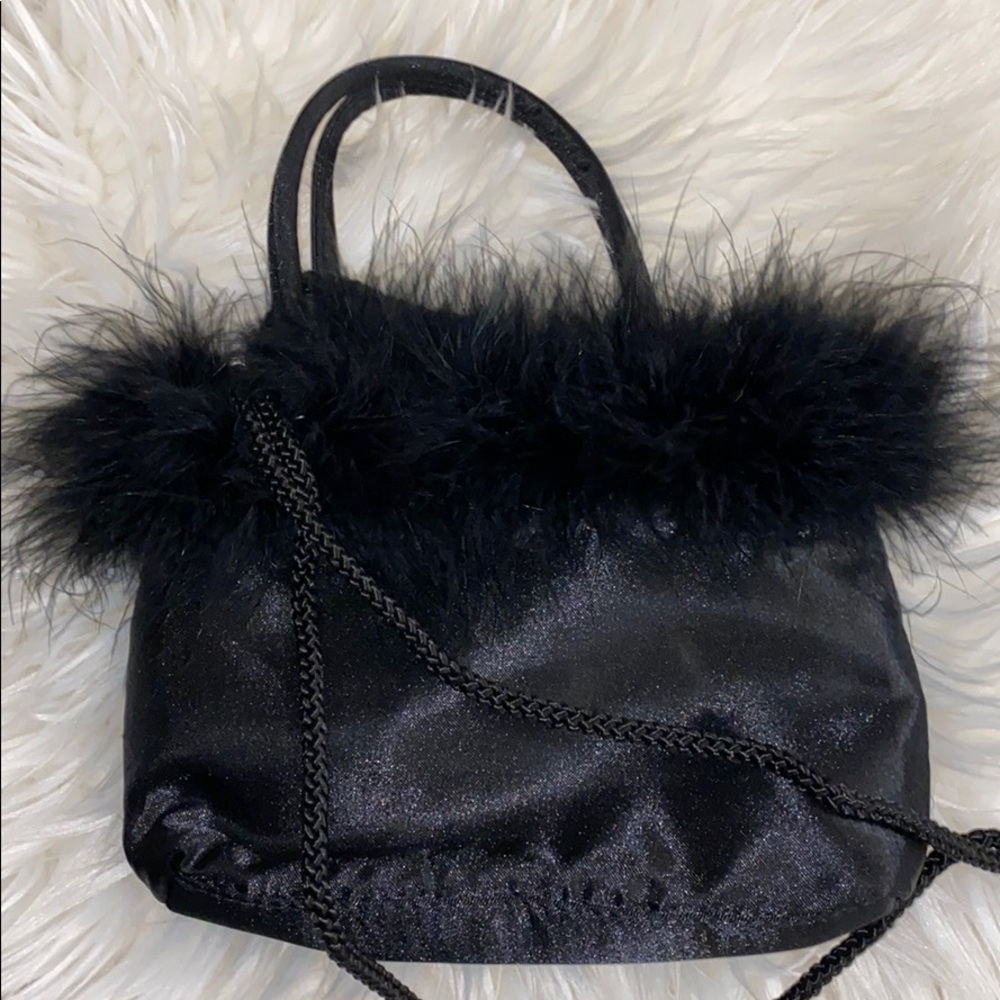 Mini black fluffy purse